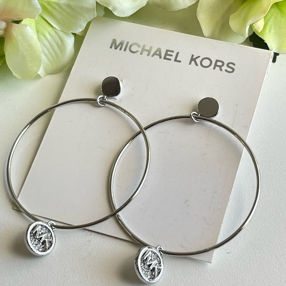 Michael Kors Silver Circle Drop Earrings - Picture 4 of 5